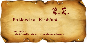Matkovics Richárd névjegykártya