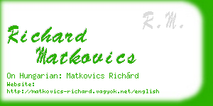 richard matkovics business card